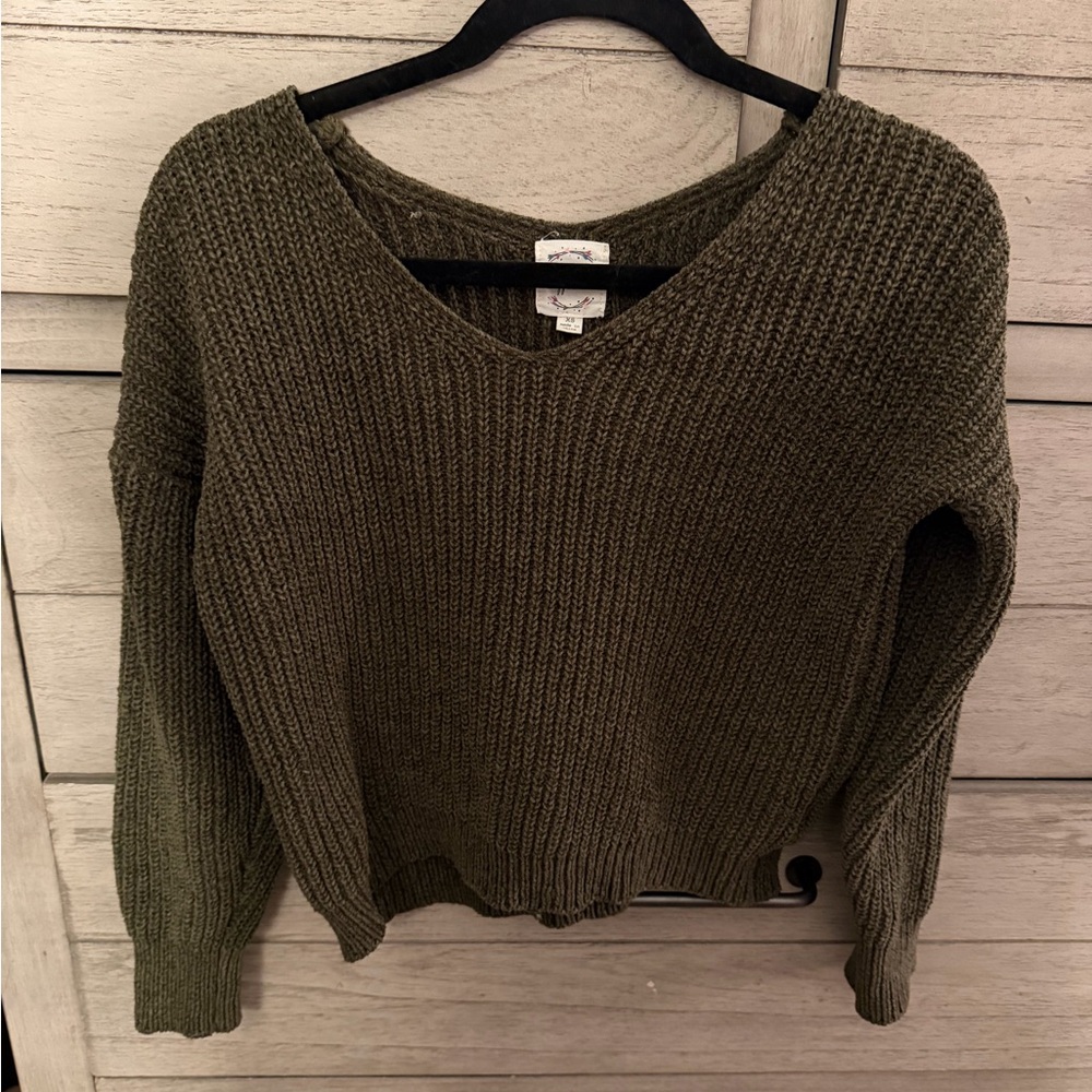 Cozy Olive V-Neck Sweater
